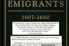 The Complete Book of Emigrants 1607-1660, Peter Wilson Coldham, 1987.