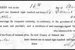 Marriage License, Daniel Arnold and Susan Susttles, 1846.