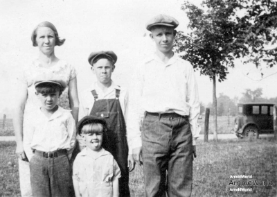 Tracie Balitz with her four boys, from oldest, Alvin, Allen, Alton, and Laban Arnold. Probably last picture of Alton. circa 1933.