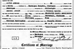 Charlotte Burrington and Alvin Arnold Marriage License and Certificate of Marriage, 1939.