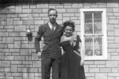 Alvin E. Arnold and wife Charlotte M. Burrington. Taken after Lillian F. Arnold [aka Harwood] funeral April 1946.