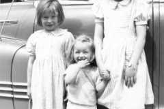 Karen Unknown (maybe Huff), Carol and Sally Arnold, circa 1949.