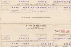 State of Michigan pay stubs, Doris Jane Moore, 1952.