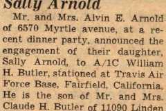 Wedding plans announced by Sally Arnold, 1956.