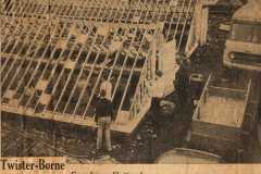 News clipping pertaining to Muskegon area tornado and hail storm in May 1956.
