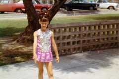 Kandy in her costume for Baton competition, she won three trophies that day. 1970.