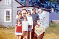 Doris, Allen, Daniel, Tracie and Eleanor Arnold with Joyce, Daniel, Gloria, Michael, Valerie, and Teresa, at the old Arnold Homestead, July 1970.