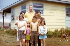 Doris and Laban Arnold with Joyce, Daniel, Gloria, Michael, Valerie, and Teresa, at Bexley home, summer 1970.
