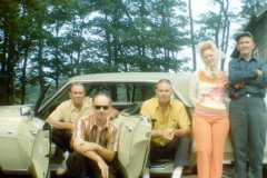 Allen, Alvin, Laban, Eleanor, and Daniel Arnold at the old Arnold Homestead, August, 1970.