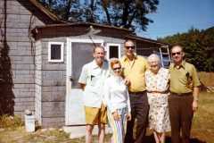 Allen, Eleanor, Laban, Tracie, and Alvin Arnold at the old Arnold Homestead, August, 1970.