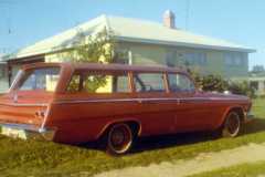 The old red wagon at Bexley home, 1970.