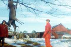 Michael and Allen Arnold. Deer season, three deer and two fox taken, Arnold homestead, November 1970.