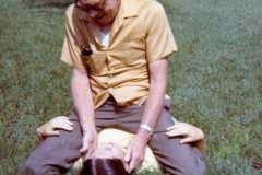 Horseplay at Bexley between Allen and Joyce Arnold, summer 1971.