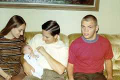 Carol, Scott, Bob & Roger. Scott was 3 weeks old. October 1971.