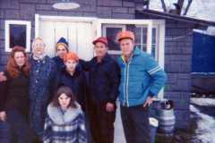Eleanor, Tracie, Dan, Mike, Gloria, Dan, and Allen Arnold, deer season, November 1971.