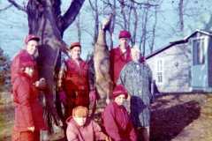 Allen, Eleanor, Daniel, Laban, Tracie, Mike, Gloria, deer season at the Arnold homestead. November 1972.
