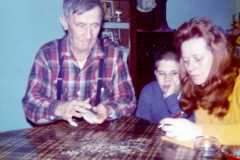 Daniel, Mike, Eleanor, deer season at the Arnold homestead. November 1972.