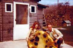 Allen and Eleanor with wild boar rug, May 1973.