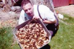Mushroom hunting at the Arnold homestead, May 1974.