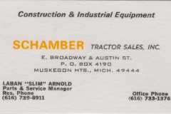 1975-01-01-circa-ArnoldLD1929-Business-Card-Schamber-Tractor-Sales