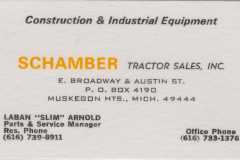 1975-01-01-circa-ArnoldLD1929-Business-Card-Schamber-Tractor-Sales