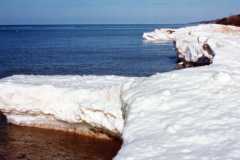 Ice from our South Haven beach into Lake Michigan looking North, February 1975.