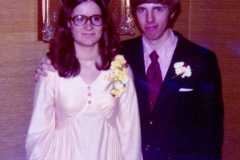Peggy Smith and Dan Arnold, in Ann Arbor for the Spring Arbor College Snow Festival Sweetheart Banquet, February 1975.
