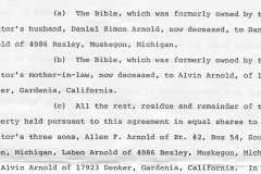 Will of Tracie M. Balitz Arnold, 1975.