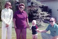 Carol, Charlotte, Scott and Alvin, taken during Tracie Arnold's visit to California, 1975.