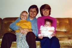 Scott, Bob, Carol, and Joy Suderno, taken during Tracie Arnold's visit to California, 1975.