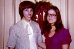 Peggy Smith and Dan Arnold, Christmas Banquet, Spring Arbor College, December 1975.
