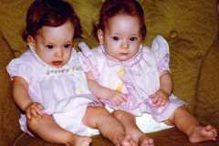 Left: Ann Marie 11-4oz; Right: Beth 12-6oz, 6 months, July 1977.
