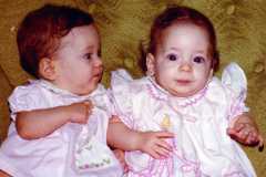 Left: Ann Marie 11-4oz; Right: Beth 12-6oz, 6 months, July 1977.