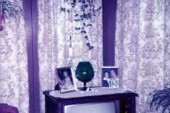 Front room with bay windows at Doris Moore old house. Kenton Ohio, September 1977.