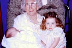 Tracie with Kristen and Gina Kniat, Gloria's babies, June 1979.
