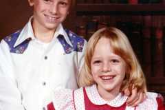 Scott Suderno, 9 yrs, 3rd grade; Joy 5yrs, Kindergarten; to Great Grandma Tracy, October 1980.