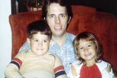 Dan Arnold holding David and Kelly Revell, 1982.
