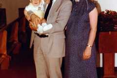 Joe with Dan and Peggy at Joe's Christening, June 1983.