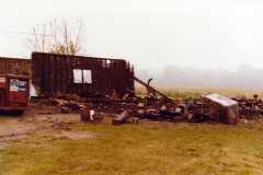 Smoker fire, Mike Arnold farm, 1983.