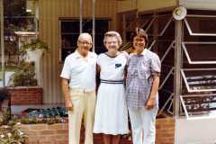 Peggy Arnold, Grandma Louise, and "Grandpa" Ray Smith, Florida, July 1983.