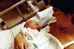 Peggy just after arrival of David Daniel Arnold, Thursday September 8, 1983.