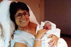 Peggy just after arrival of David Daniel Arnold, Thursday September 8, 1983.