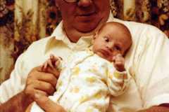 Laban Daniel Arnold with grandson David Daniel Arnold, September, 1983.