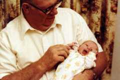 Laban Daniel Arnold with grandson David Daniel Arnold, September, 1983.