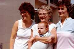 Four generations, David Arnold, Peggy, Delma, and Louise, Mammoth Cave trip, August 1984.