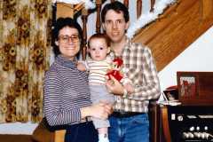 Peggy and Dan with David Arnold, Christmas 1984.