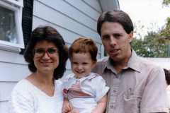Peggy, Dave, and Dan Arnold, Spring Arbor, August 1985.