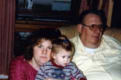 Valerie and Laban Arnold with Jennifer Palmer, circa November 1985.