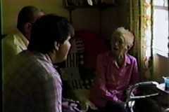 Laban, Dan, and Mike visit Tracie at nursing home, August 1986.