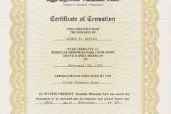 1987-02-18-ArnoldLD1929-Rosedale-Memorial-Park-Cremation-Packing-Certificate